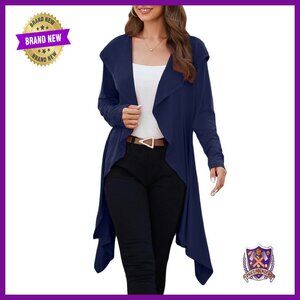 Long Hooded Cardigan with Pockets, Lightweight Duster Sweater for Fall